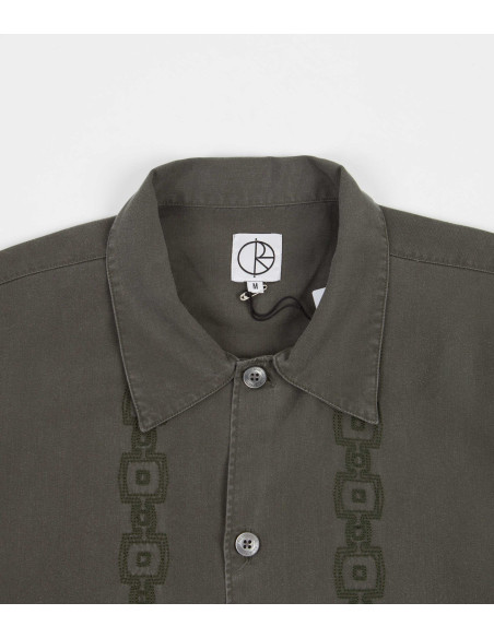 Polar Skate co Stripe Bowling Shirt Khaki