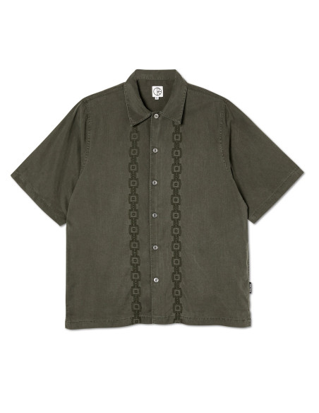 Polar Skate co Stripe Bowling Shirt Khaki