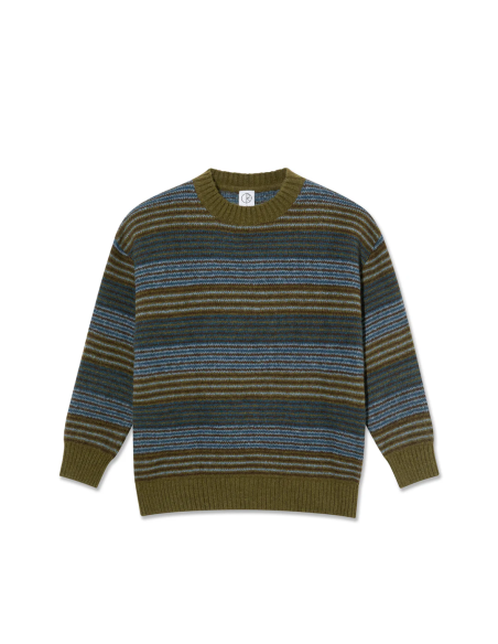 Polar Skate co George Sweater - Blue Green Stripes