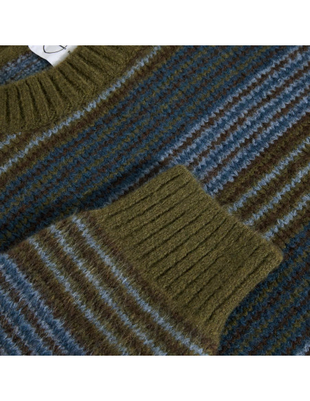 Polar Skate co George Sweater - Blue Green Stripes