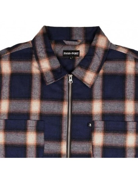 Passport Skateboards Quilted Flannel Zip Jacket navy