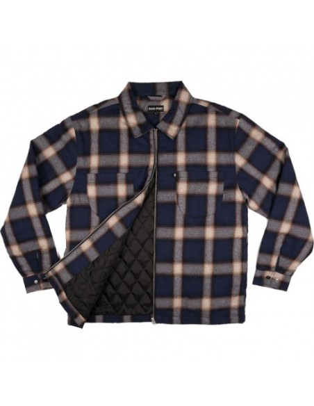 Passport Skateboards Quilted Flannel Zip Jacket navy
